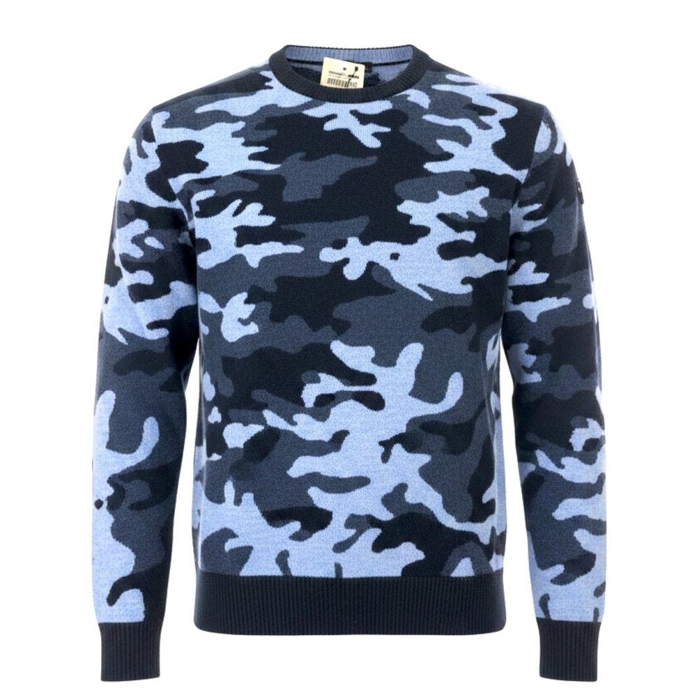 Greyson Men's blue Camouflage Crewneck golf Sweater cashmere and wool NWT size L